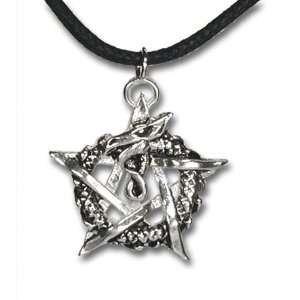  Ouroborous Dragon Pentagram Sterling Silver Pendant Necklace Jewelry