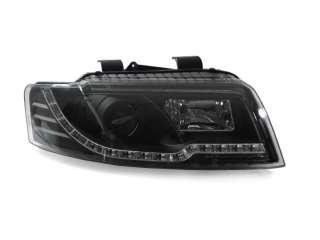 02 05 Audi A4/S4 B6 R8 WHITE LED DRL+SIGNAL BLACK Xenon HID Projector 