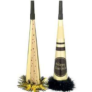  Midnight Celebration Glitter Marabou Fringed Horns 24ct 