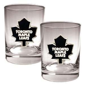 Toronto Maple Leafs NHL 2pc Rocks Glass Set   Primary Logo