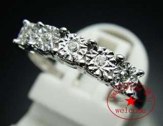 TOP GRADE 5 STONE NATURAL DIAMOND RING BAND SILVER ENGAGEMENT IN WHITE 