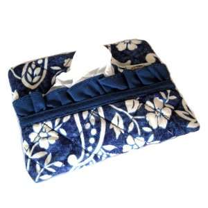  Cotton Tissue Case, White Flowers & Paisley Design/Blue 