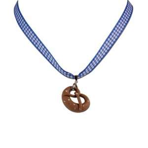   Pretzel (blue)   Traditional Bavarian Oktoberfest Necklace for Dirndl