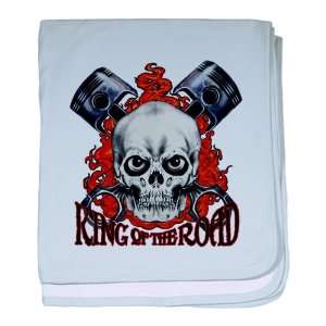  Baby Blanket Sky Blue King of the Road Skull Flames and 