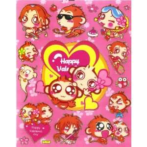  Yoyo & Cici Monkey Sticker Sheet DL004 ~ Happy Valentines 