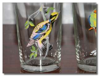 Vintage KIG Malaysia Glass Birds Tumblers  