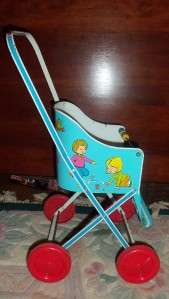   ART METAL TIN TOY PRETEND DOLL STROLLER CARRIAGE EXCL COND ++  