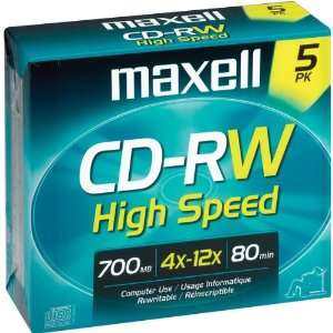  New 12X High Speed Rewritable CD RW   5 Pack Case Pack 3 