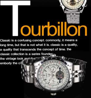 Classic Tourbillon Automatic Mechanical Luxury Stainless Steel Mens 