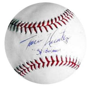  Torii Hunter Autographed Baseball with Spiderman 