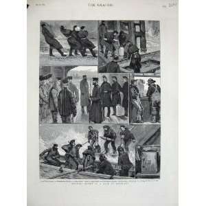  1884 Gale Portland Ship Storm Police Sailors Fine Art 