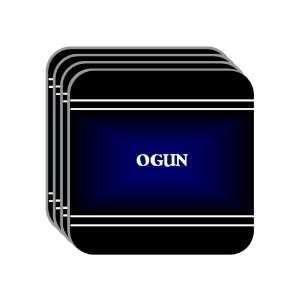 Personal Name Gift   OGUN Set of 4 Mini Mousepad Coasters (black 
