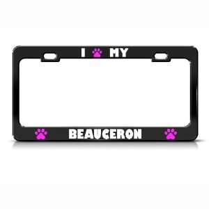  Beauceron Paw Love Pet Dog Metal license plate frame Tag 