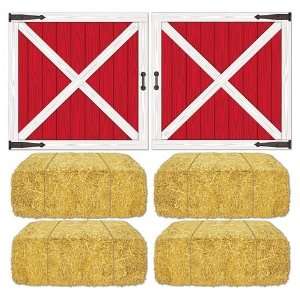  Barn Loft Door & Hay Bale Props Party Accessory (1 count 
