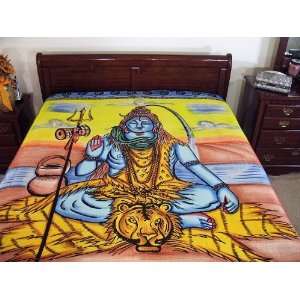  Shiva Block Print Cotton Bedlinen Twin Bed Sheet Throw 