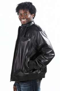   Face Mens New Black Lambskin Leather Hip Hop Bomber Jacket Size M 4XL