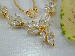   CZ East India 22K 24K YELLOW Gold GP Baht Thai Necklace Earrings SET