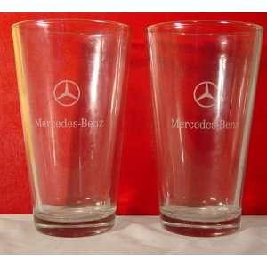   of TWO  Mercedes Benz Pint Pilsner Beer Logo Glass 