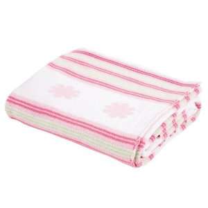  Pink Flower Knit Blanket