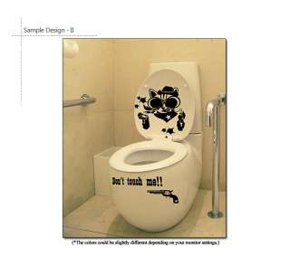 SHOOTING CAT Funny Toilet Decor Sticker Decal Removable  