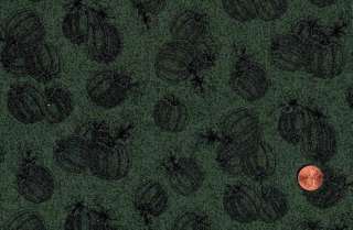 CLEARANCE   HARVEST PUMPKINS ON GREEN TOILE FABRIC  