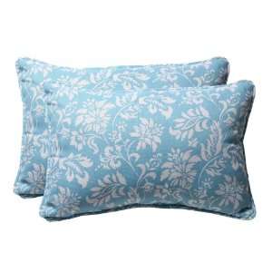  Pillow Perfect Decorative Blue/White Floral Rectangle Toss 