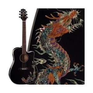   Dreadnought Cutaway Acoustic Electric Guitar with Dragon Motif