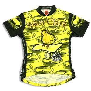   Biker Chick 2.0 Womens Cycling Jersey   Lemon Drop: Sports & Outdoors
