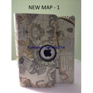  The New Ipad 3 Map Style 360 Rotation Leather Cover + Free 