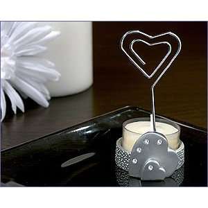Place Card/Candle Holder With T Light Heart In Silver   Wedding Party 