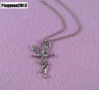 New Tinkerbell Crystal Diamante Necklace Girl Lady Xmas  