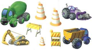 9pc CONSTRUCTION Work Heavy Trucks WALL STICKERS DECALS  