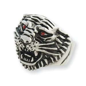   : Stainless Steel Ed Hardy Roaring Tiger w/Red CZ Eyes Ring: Jewelry