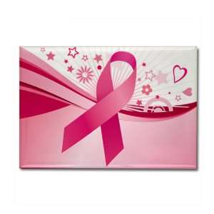  Rectangle Magnet Cancer Pink Ribbon Waves: Everything Else