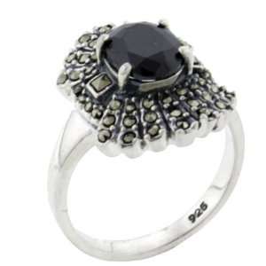  Size 7 Oval Cut Onyx Right Hand Ring Pugster Jewelry