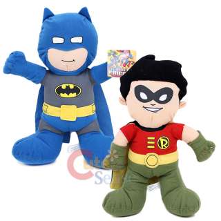 DC Comic Super Hero Batman & Robin Plush Doll Set / Toy  14in