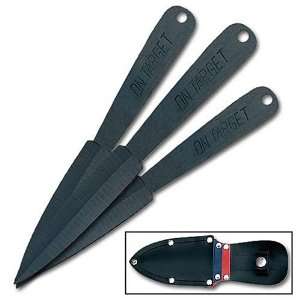  On Target 3 Piece Throwing Knife Set with Sheath: Sports 