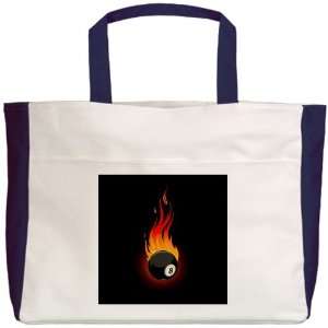  Beach Tote Navy Flaming 8 Ball for Pool 