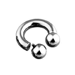   Steel Horse Shoe Ring Internal Thread Ball Beads 0 Gauge 15mm: Jewelry