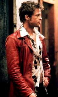 Fight Club Red Vinatge Coat Leather jacket   Brad Pitt  