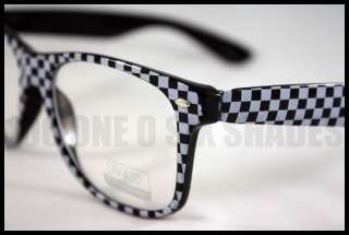 CLEAR Lens Checkered Thick Frame Nerd Geek Black and White New  