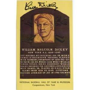  Signed Dickey, Bill Hall of Fame Plaque Post Card: Sports 
