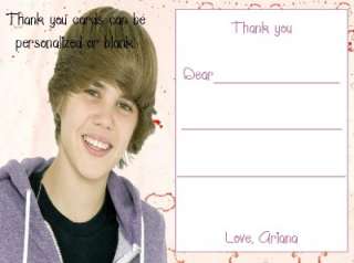 10 JUSTIN BIEBER INVITATIONS OR THANK YOU CARDS  