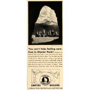 1932 Ad Route Great Northern Railway Empire Glacier Park Heavens Peak 