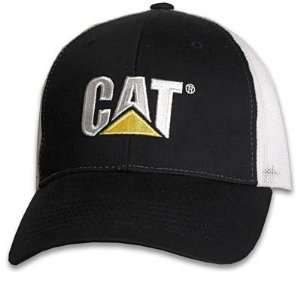  Caterpillar CAT Black & White Twill Mesh Cap: Everything 