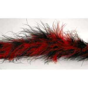  Red and Black Marabou Feather Boa Formal Prom Costume 