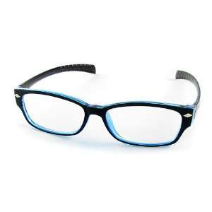  Como Black Blue Rim Clear Lens UV Protection Plain Glasses 