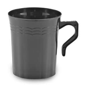   Yoshi Black Round Premium Plastic 8 oz. Coffee Mugs 