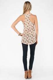 Free People Tank Top S Vintage Jersey Print Crinkle Tunic Top Blouse 