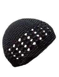 Black Crochet Beanie Skull Cap Hat